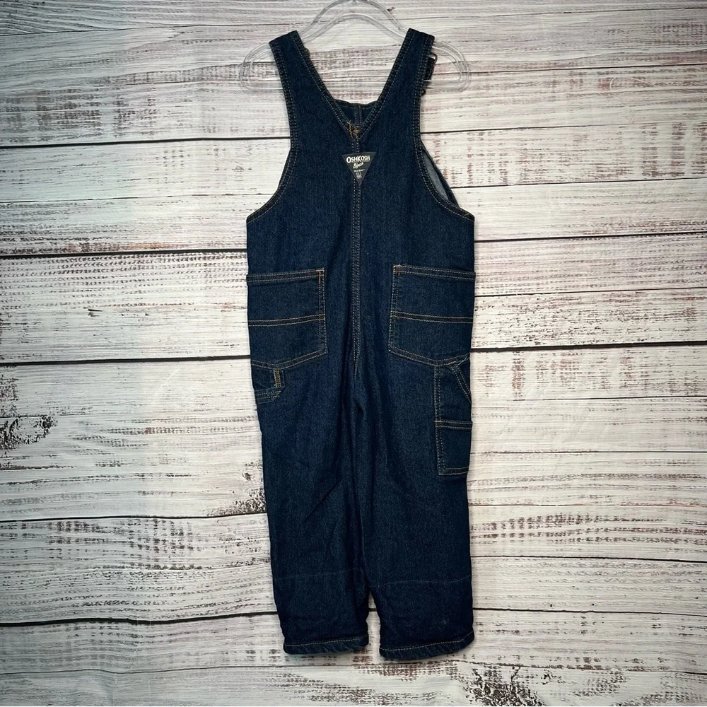 Oshkosh B'gosh Toddler 4T Buffalo Plaid Overalls‎ Denim Cotton Blend